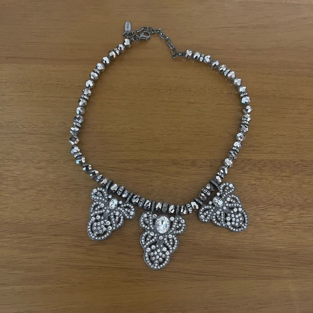 St. Thomas black and silver rhinestone necklace
